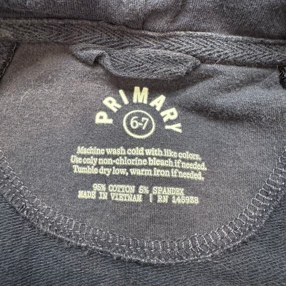 PRIMARY Rainbow Stripe Sleeve Navy Blue Hoodie Sweatshirt Size 6-7 Kids Stretch - Picture 4 of 6